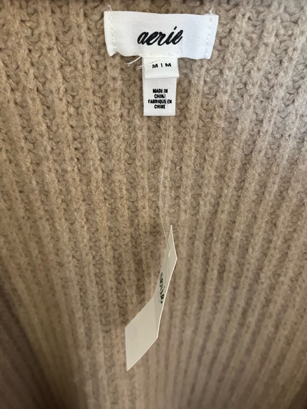 aerie Oversized Open-Front Cardigan in Camel Brown - Picture 4 of 5